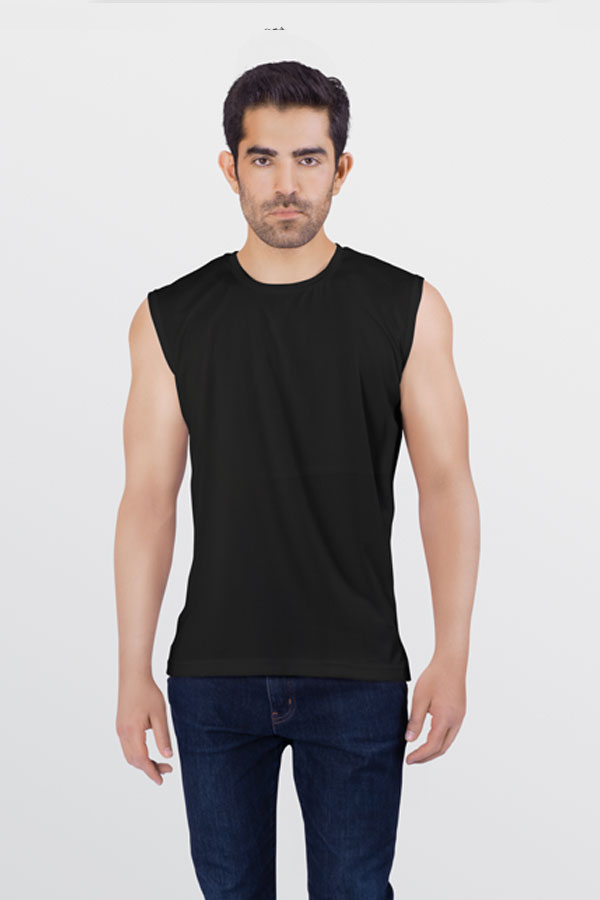 גופיית בייסיק גזורה שחור