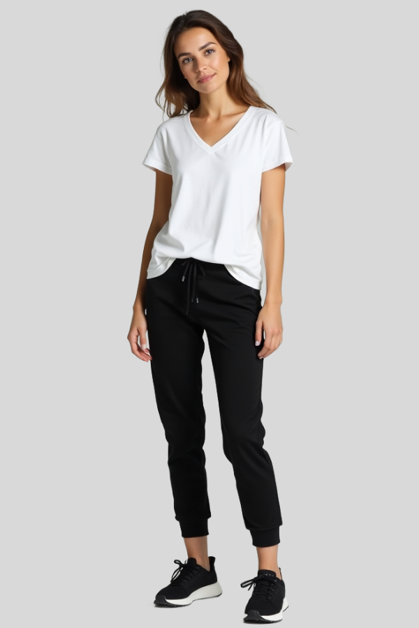 זאיה 2 חולצת טריקו לבנה צווארון וי ZAYA