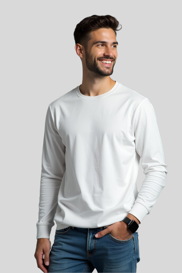 חולצת טריקו שרוול ארוך צבע לבן - מארז שלישיה