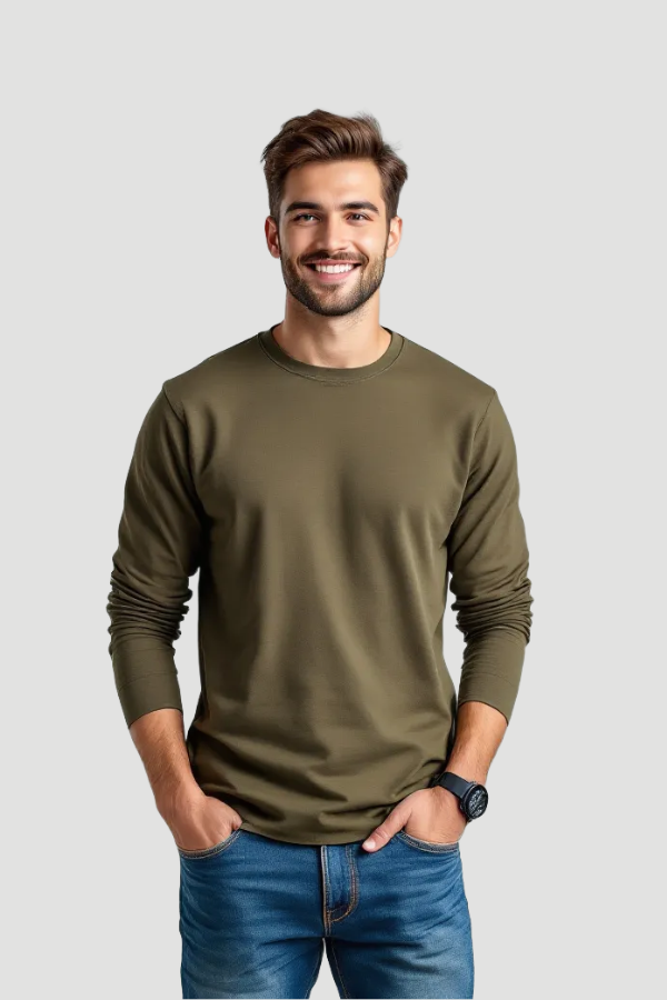 זאיה 13 חולצת טריקו שרוול ארוך צבע זית ZAYA