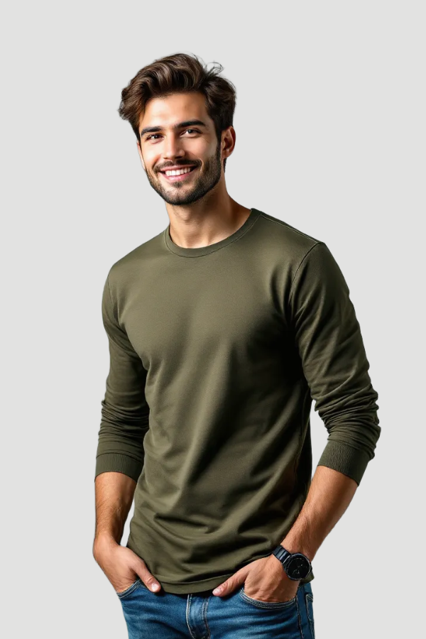 זאיה 12 חולצת טריקו שרוול ארוך צבע זית ZAYA