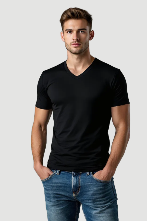 חולצת לייקרה וי שחורה ZAYA