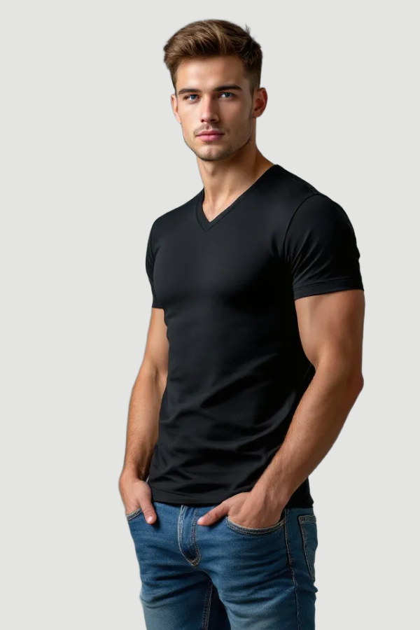 חולצת לייקרה וי שחורה צד ZAYA