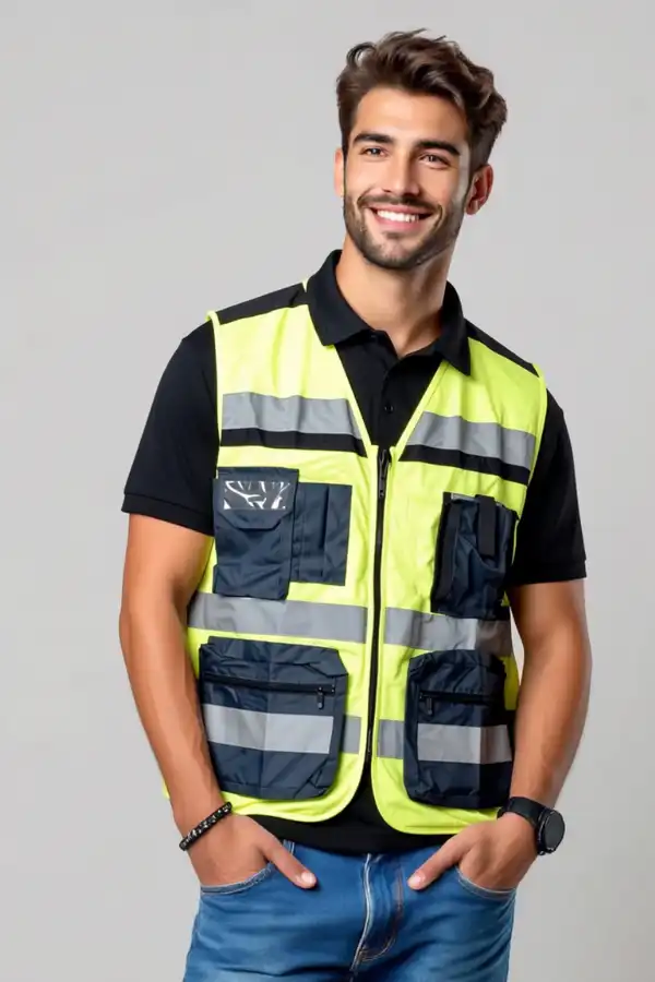 וסט עבודה זוהר עם כיסים