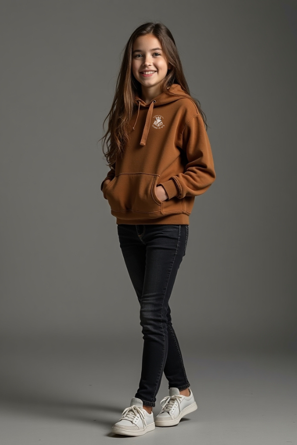 קפוצ'ון יוניסקס לילדים עם סמל בית ספר מודפס